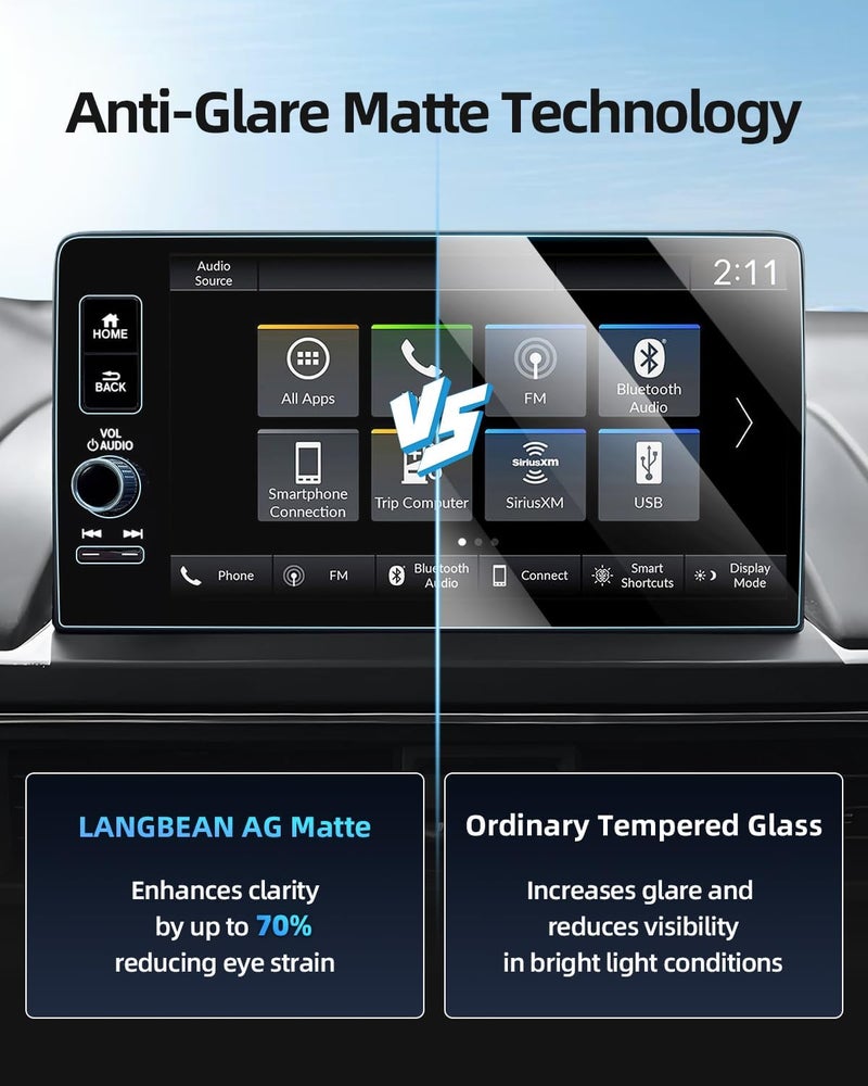 LANGBEAN Anti-Glare Matte 9-Inch Screen Protector for 2023-2025 Honda Pilot (EX-L/Elite/TrailSport/Touring/Black Edition) Infotainment Touchscreen, 9H Tempered Glass/Anti-Fingerprint 2024 2025 Pilot Accessories - Image 3